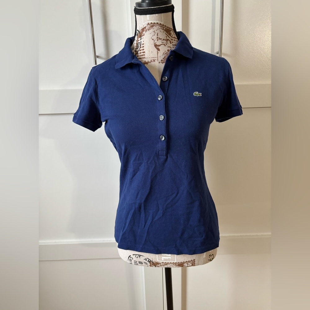 Lacoste Women's Blue Button Down Polo